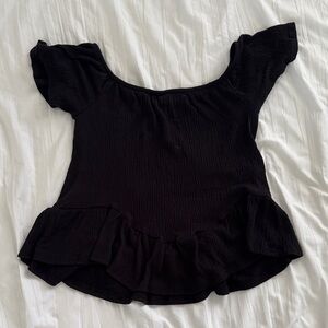 Stylish Black Ruffled Off-Shoulder Blouse